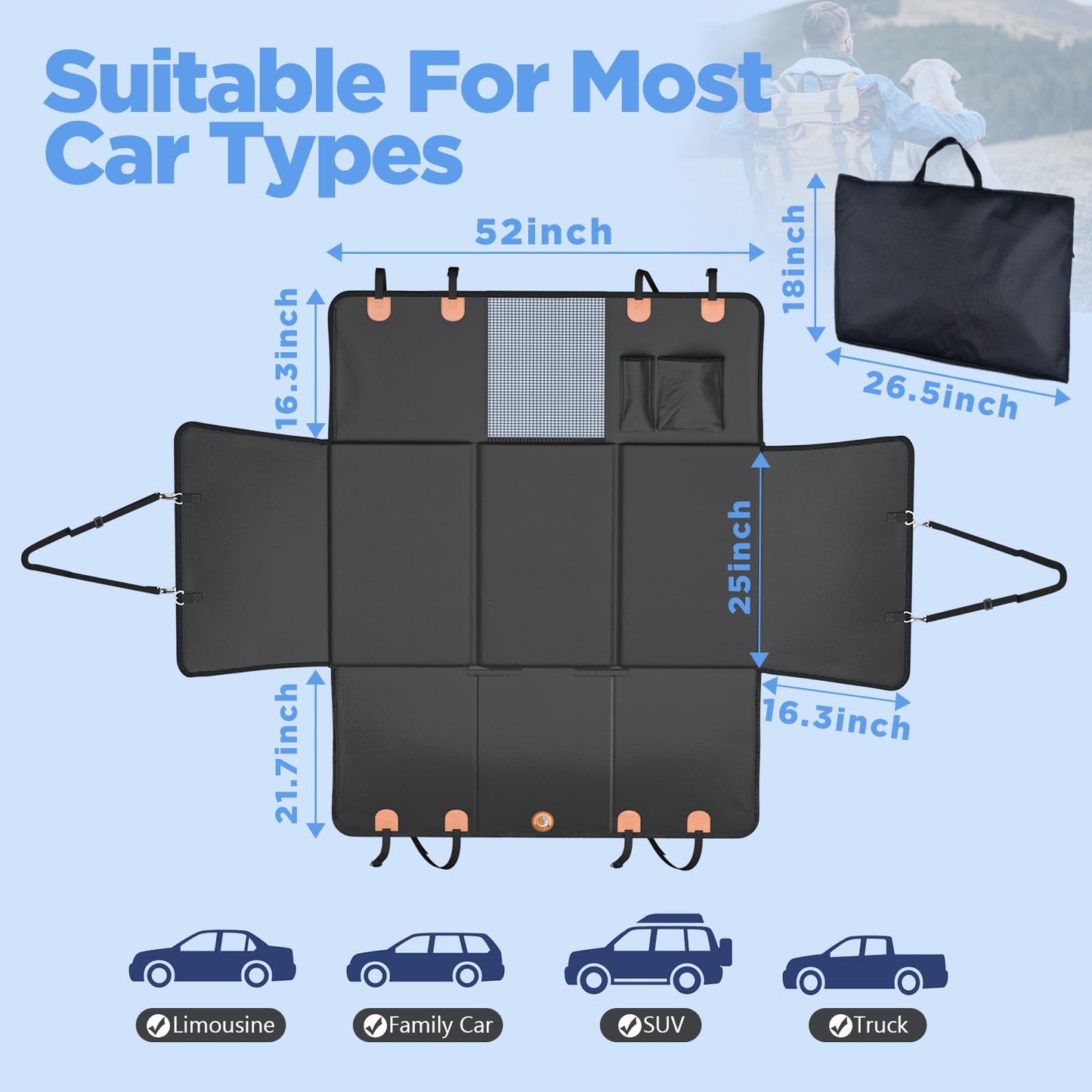 Myjaqi Back Seat Extender & amp; Cover – 2025-Grade Waterproof Dog Seat Protection