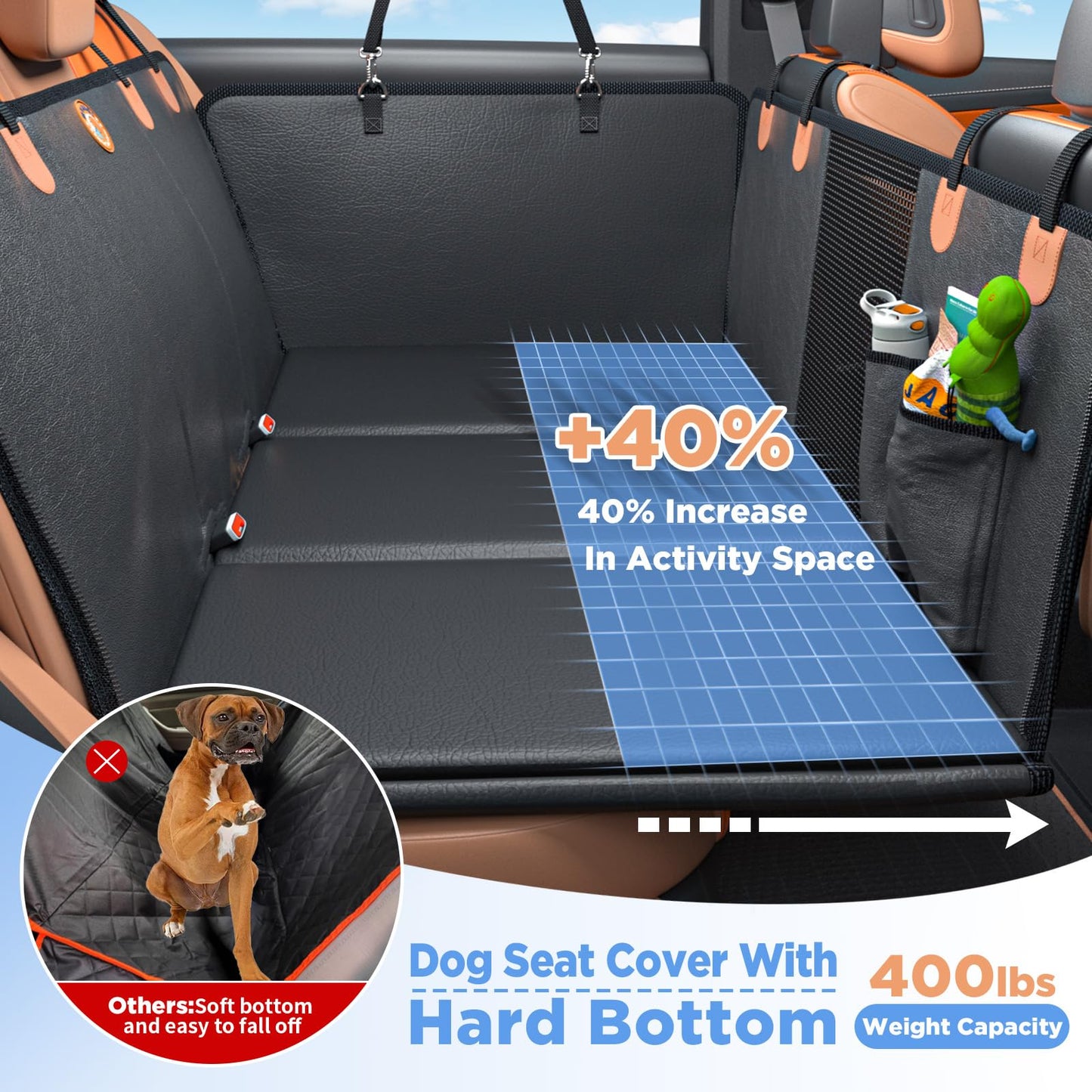 Myjaqi Back Seat Extender & amp; Cover – 2025-Grade Waterproof Dog Seat Protection